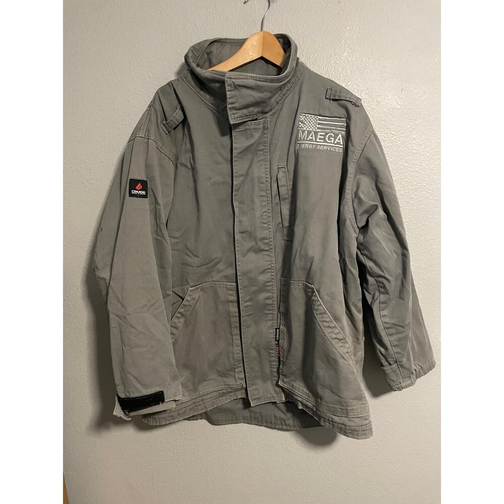 Crude Jacket Mens Large Gray Insulated Workwear Energy Flame Resistant FR READ
